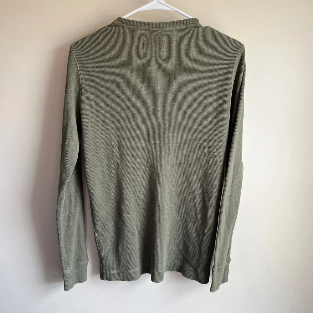 Bonobos Green Waffle Knit Long Sleeve Henley Top - Picture 4 of 5